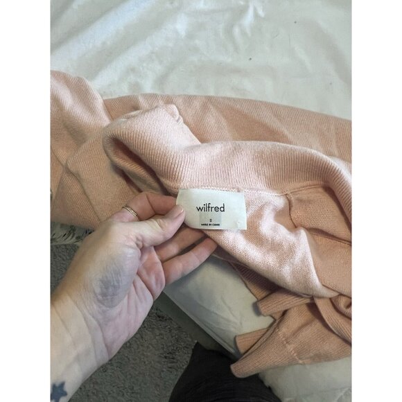 Wilfred Aritzia Pullover Sweater Small Merino Wool Blend Collared V Neck Pink - Picture 11 of 16
